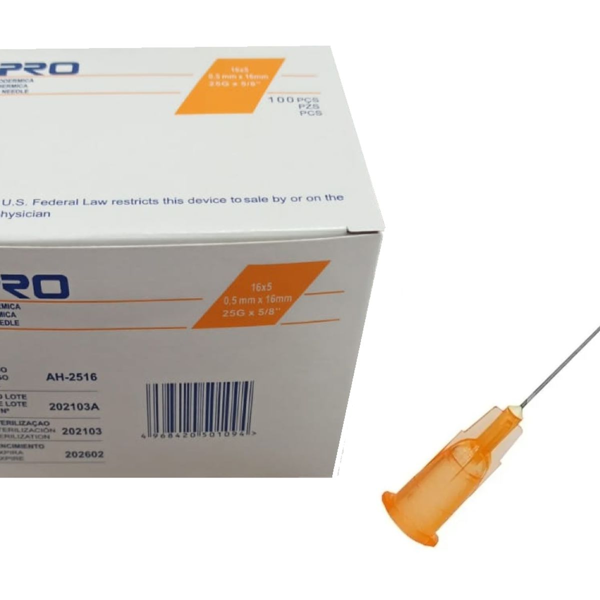 NIPRO - Aguja Hipodermica Nipro 25g X 5/8 Caja 100 Unidades
