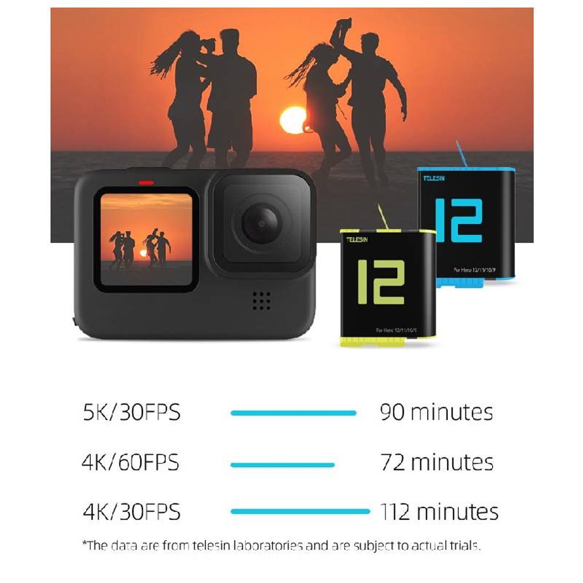 TELESIN - Batería para Gopro Hero 12 11 10 9 - Telesin