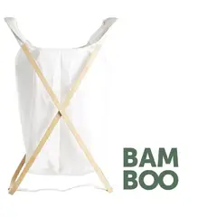 URBAN PRODUCTS - CESTA DE LAVANDERÍA BAMBÚ MADERA / BLANCO