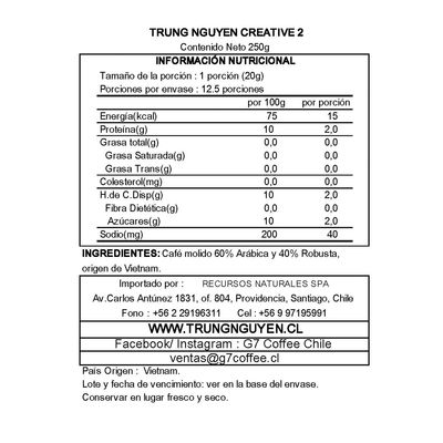 Imagen 2 del producto Café Molido Vietnamita Creative 2 Bolsa 250g