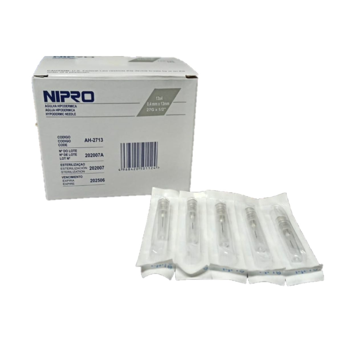 NIPRO - Aguja Hipodermica Nipro 27g X 1/2 Caja 100 Unidades