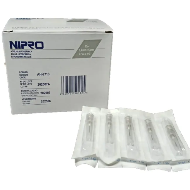 NIPRO - Aguja Hipodermica Nipro 27g X 1/2 Caja 100 Unidades