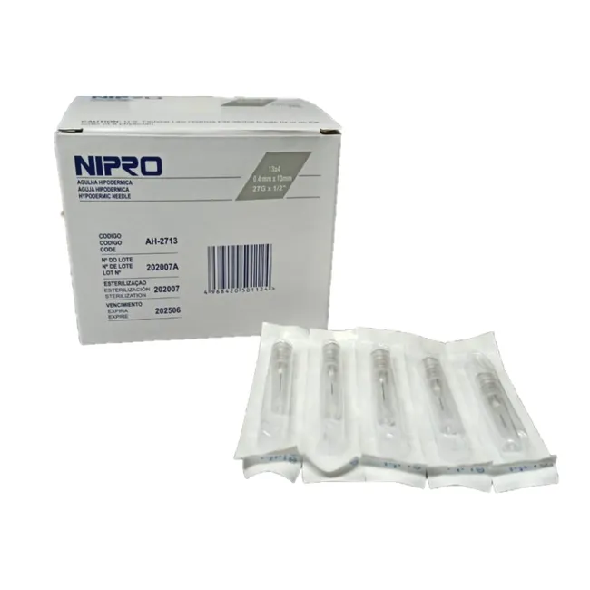 NIPRO - Aguja Hipodermica Nipro 27g X 1/2 Caja 100 Unidades