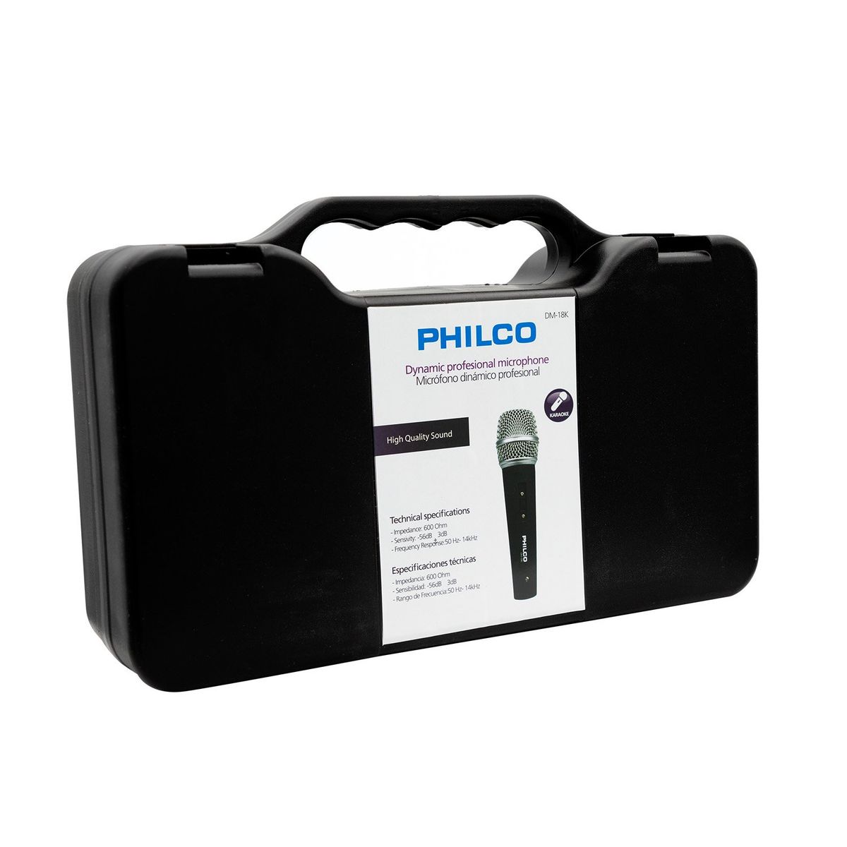 PHILCO - Micrófono Profesional DM18K HD + Cable Reforzado 3m + Maleta