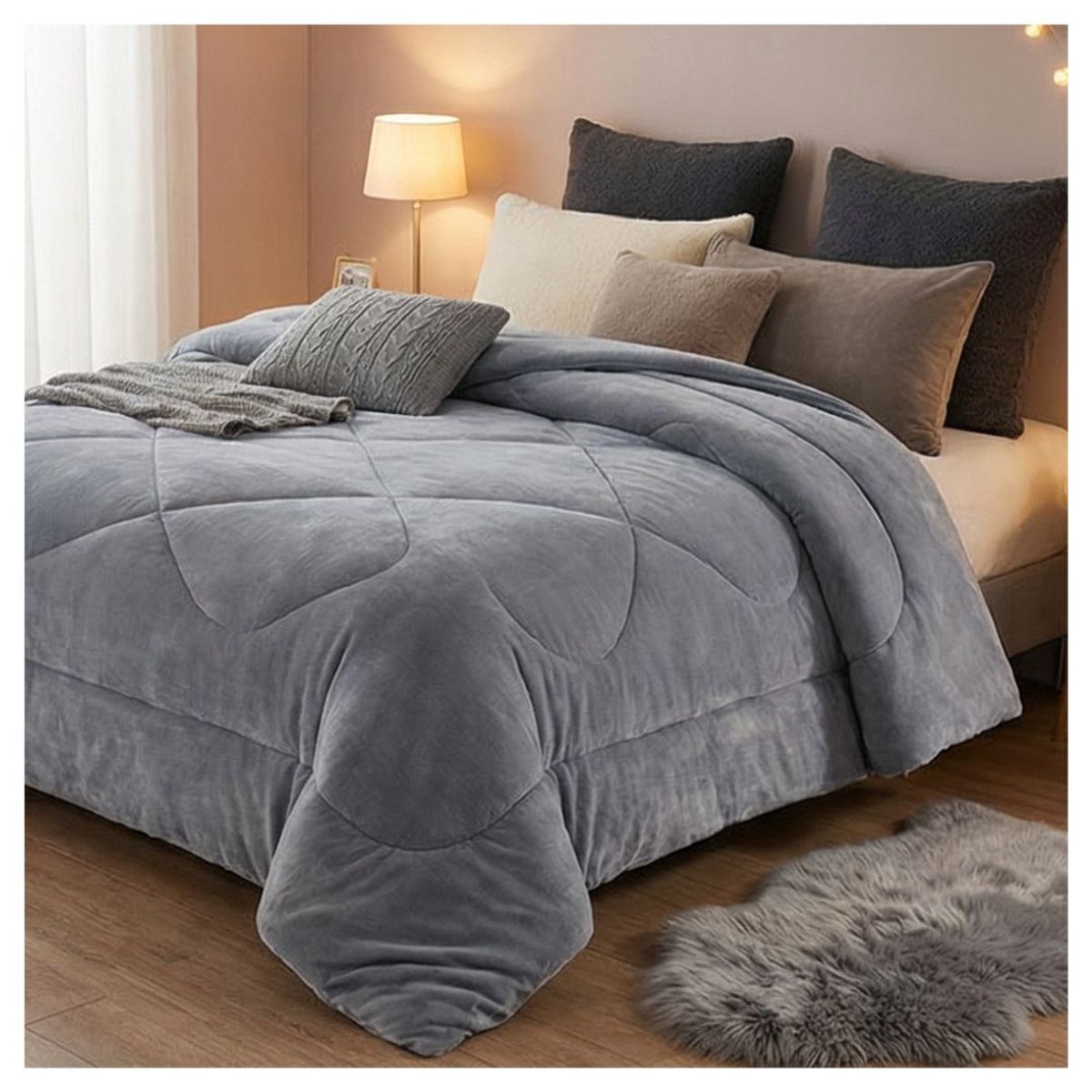 GENERICO - Cobertor Chiporro Invierno 2 Plazas - Gris Claro S024