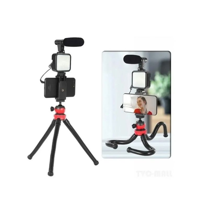 GENERICO - Kit De Video Vlogging Youtube Soporte  Trípode Microfono