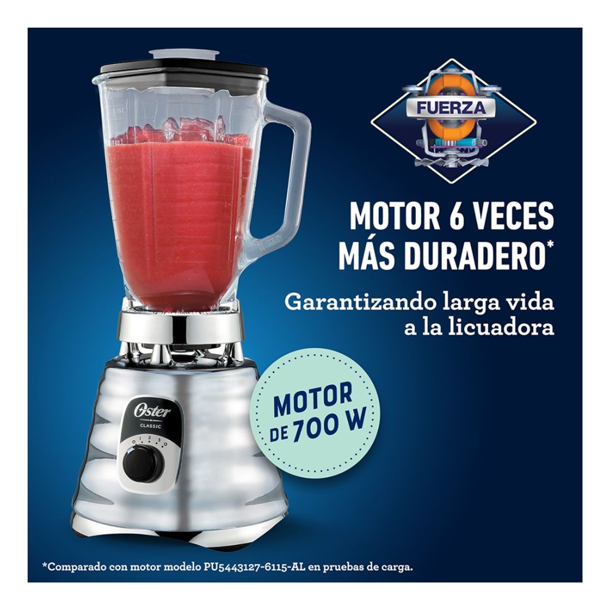 OSTER - Licuadora clásica Oster® cromo, ergonómica, 3 velocidades BLST4655