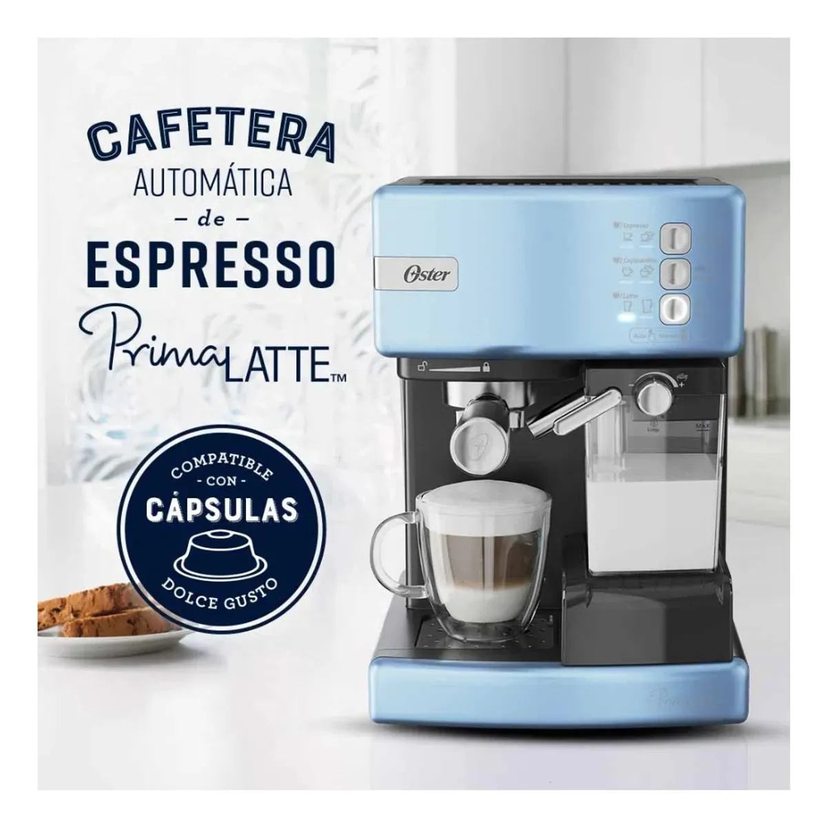 OSTER - Cafetera automática espresso celeste Oster® PrimaLatte™ BVSTEM6603CC