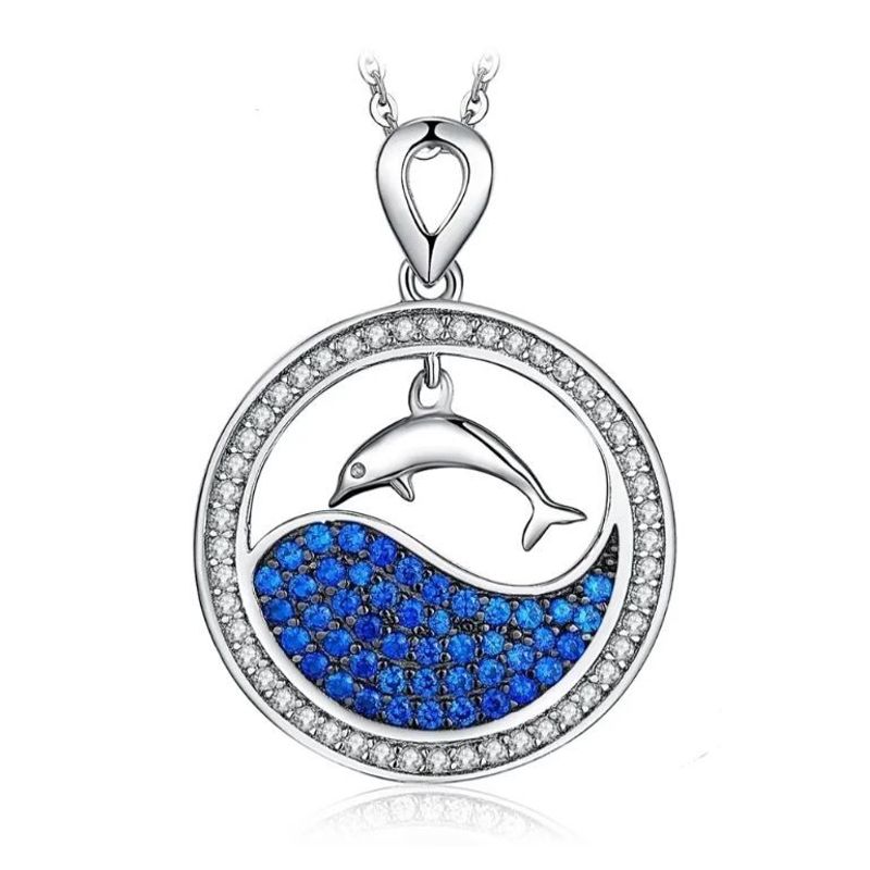 GENERICO - Collar delfin ola plata 925 regalo joya mujer