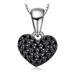 GENERICO - Collar corazón negro plata 925 regalo joya mujer