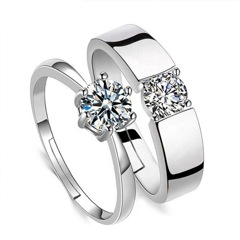 GENERICO - Anillos pareja ajustables elegante amor ilusión plata 925