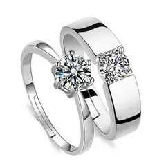 GENERICO - Anillos pareja ajustables elegante amor ilusión plata 925