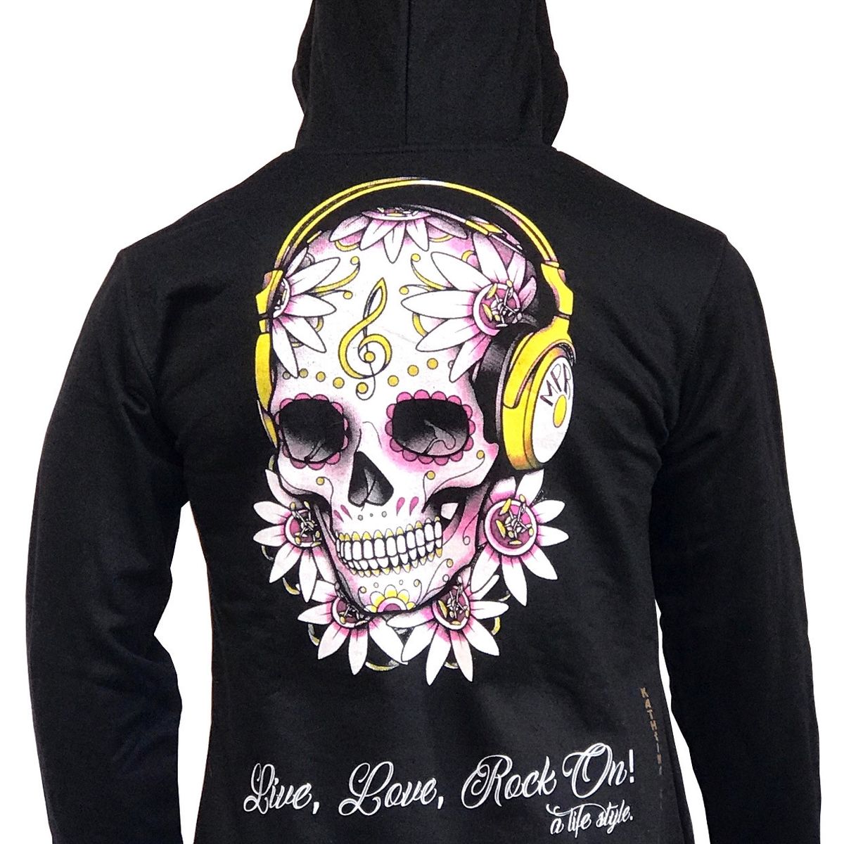 LIVE LOVE ROCK ON - Poleron Mujer Calavera Audif