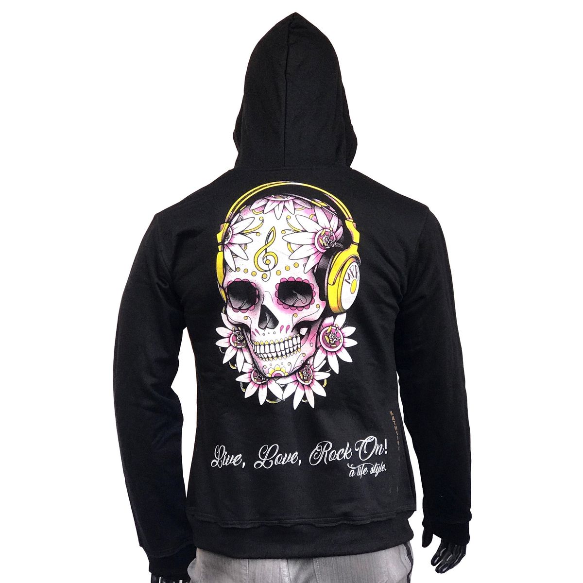 LIVE LOVE ROCK ON - Poleron Mujer Calavera Audif