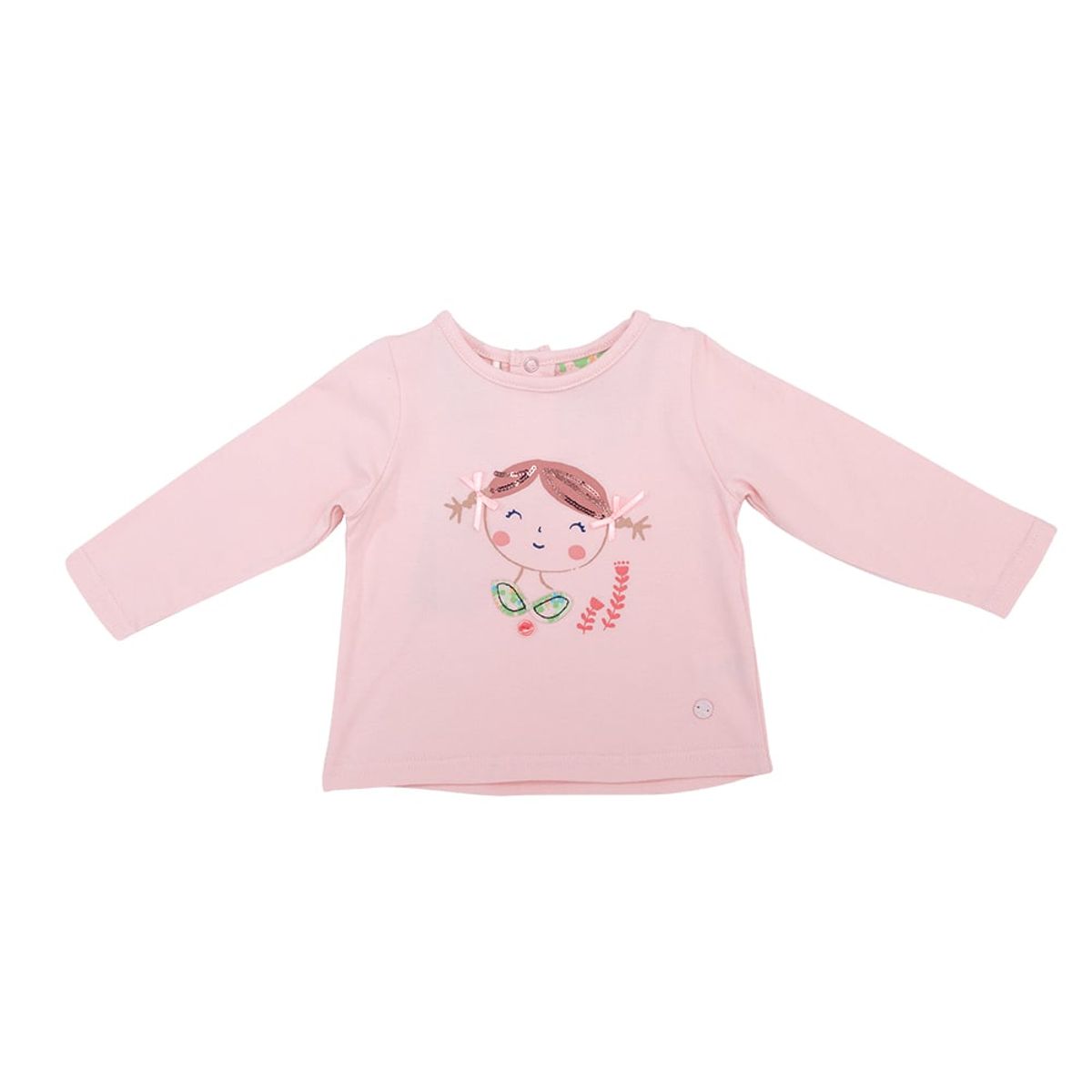 PILLIN - Polera Manga Larga Pillin Rosado De Bebé Niña