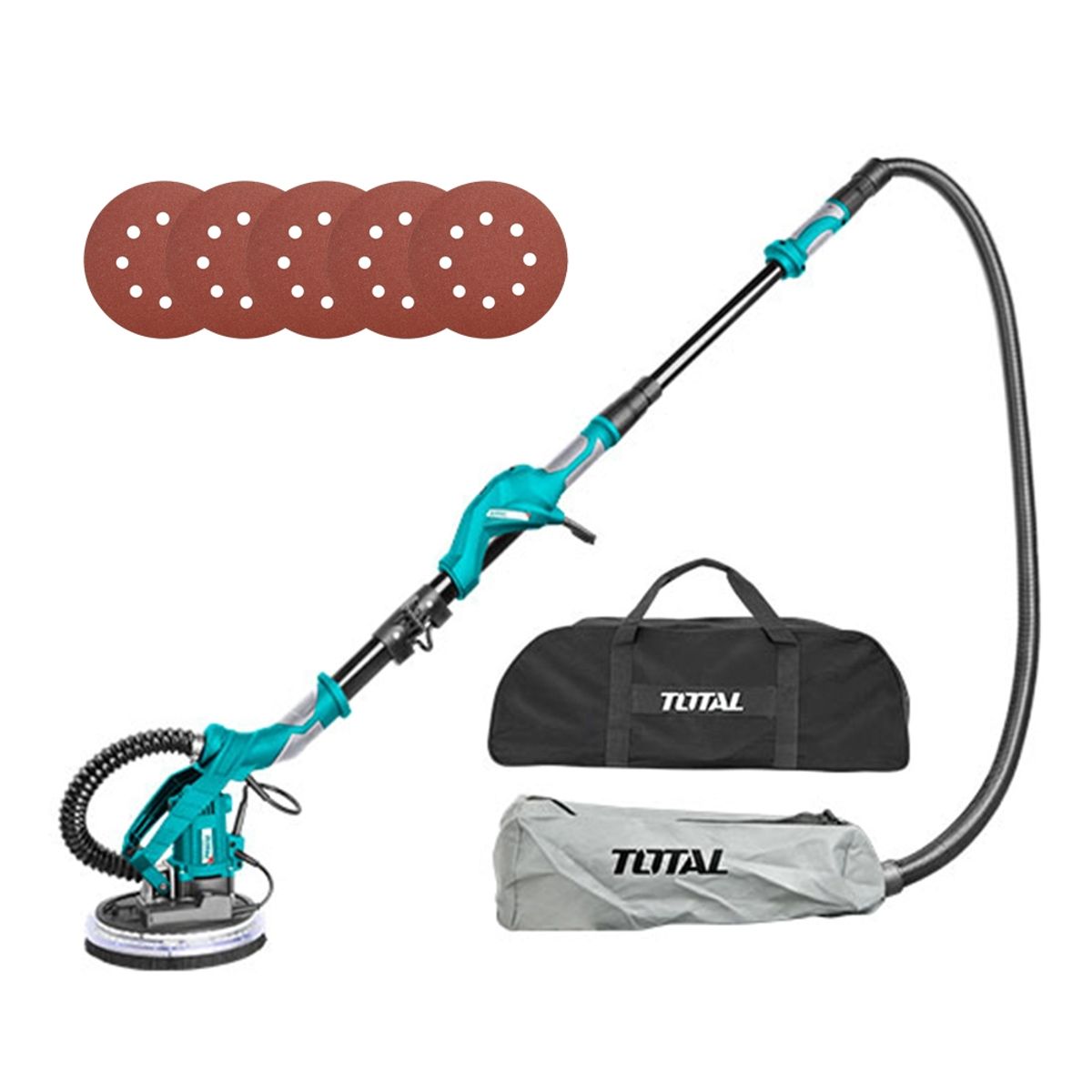TOTAL TOOLS - Lijadora Pared, Piso y Techo Industrial 1050w + 12 Lijas + 7 Acc TOTAL