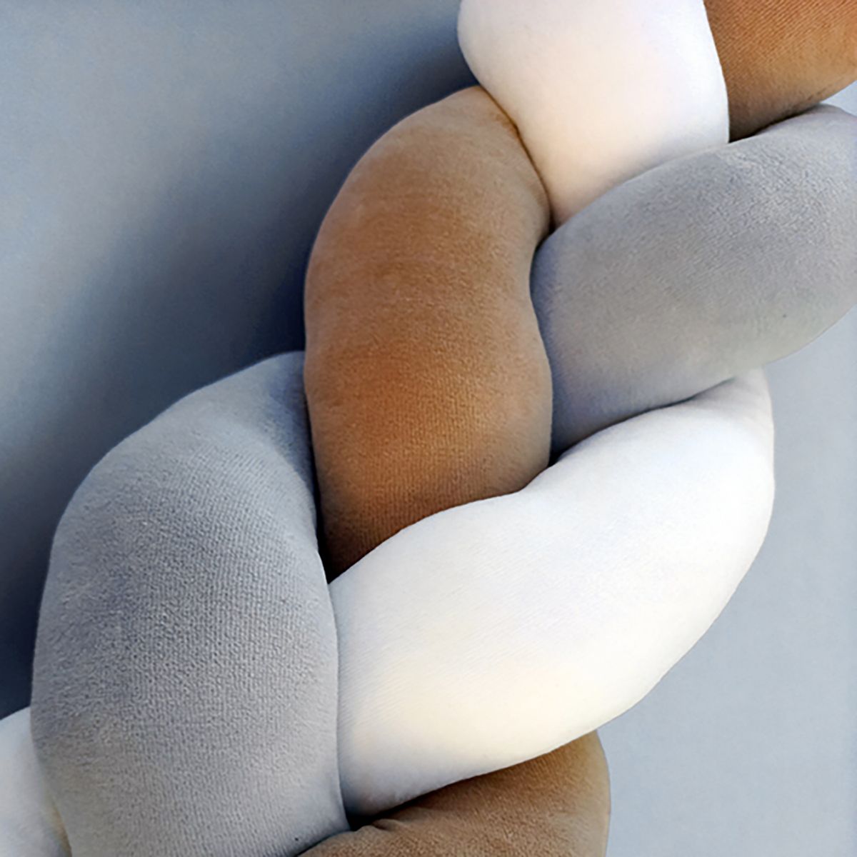 GENERICO - PROTECTOR DE CUNA TRENZADO GRIS-BEIGE-CREMA