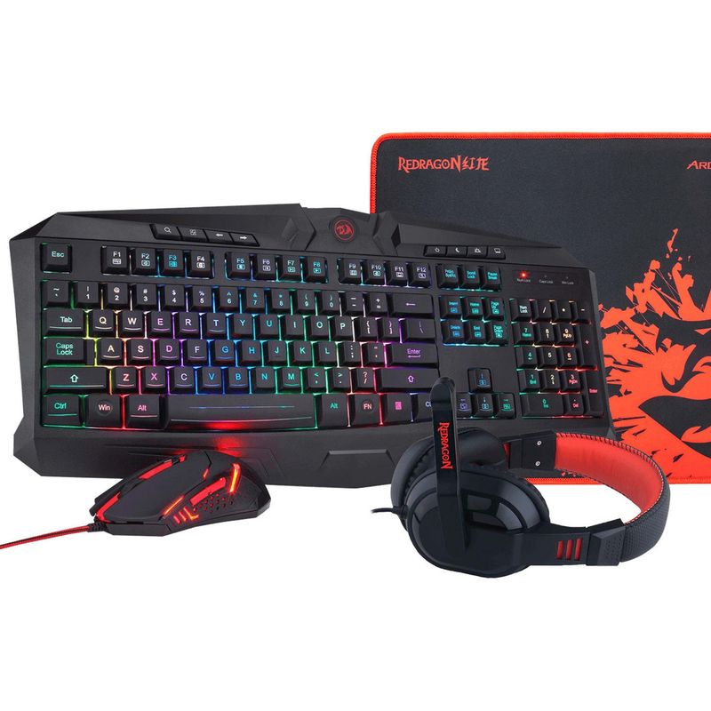 REDRAGON - Kit Gamer Redragon Essentials 101 Mouse Teclado Audifono Pad - Negro