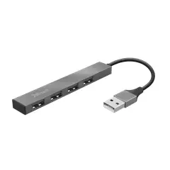 TRUST - Hub Usb Halyx 4 Puertos Usb 2.0 Flat Aluminium High Speed - Negro