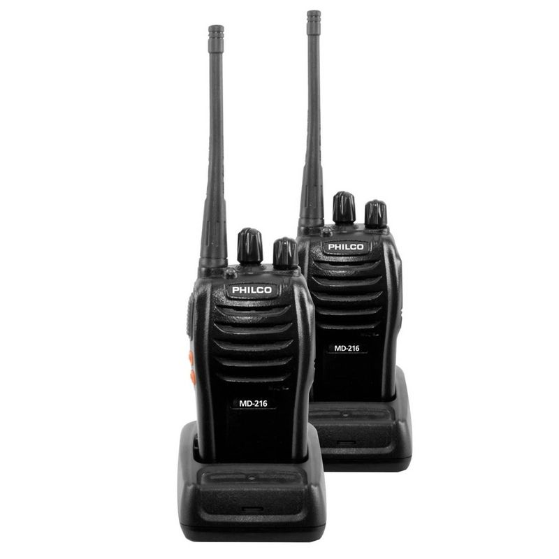 PHILCO - KIT de 2 Radio Transmisores Philco Walkie Talkie 16KM MD-216 - Negro