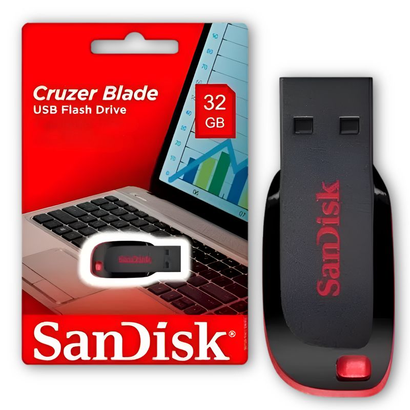SANDISK - Pendrive Sandisk 32 GB Cruzer Blade USB 2.0 Flash Drive Z50 - Negro