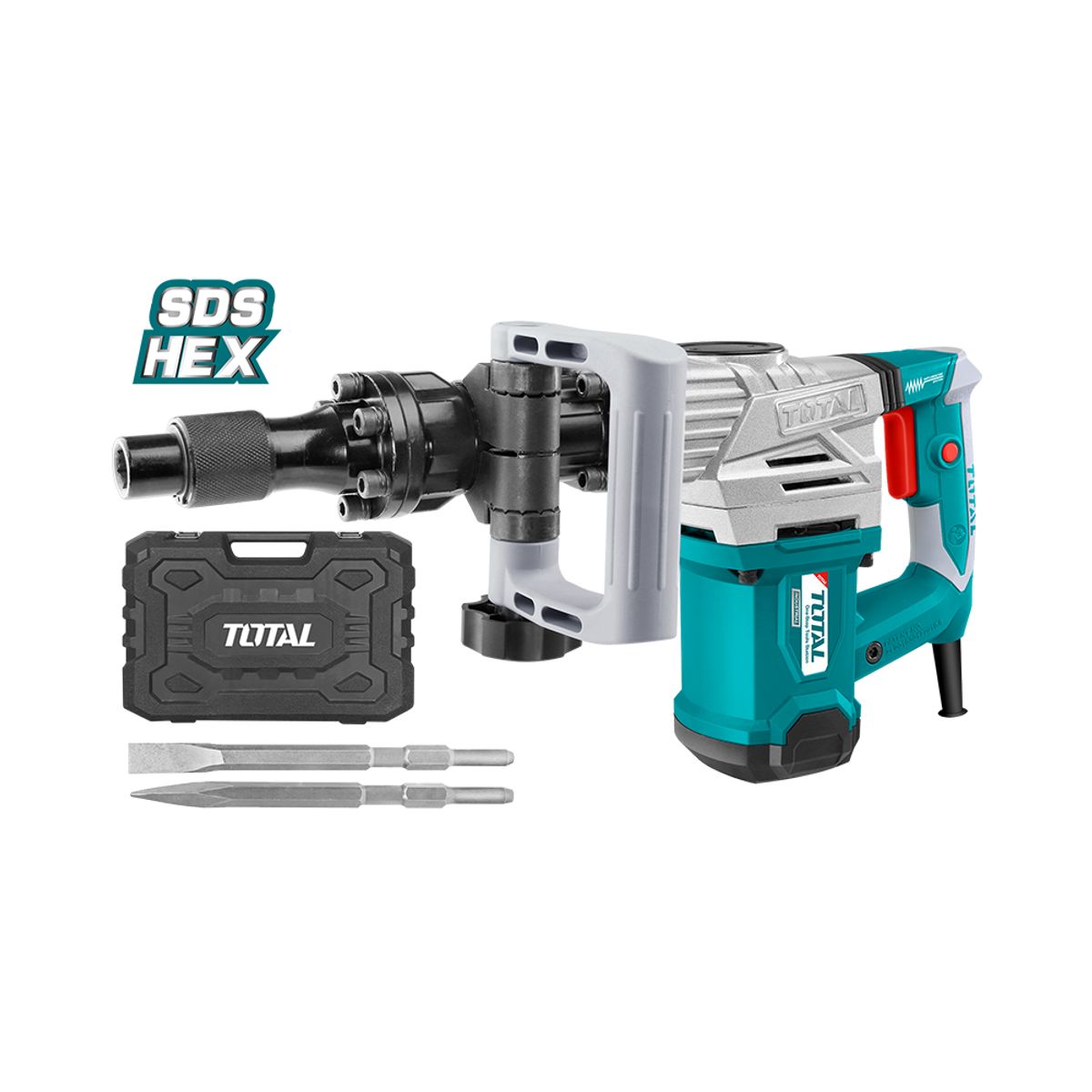 TOTAL TOOLS - Martillo Cincelador SDS HEX 1300w 20J + 7 Piezas Total