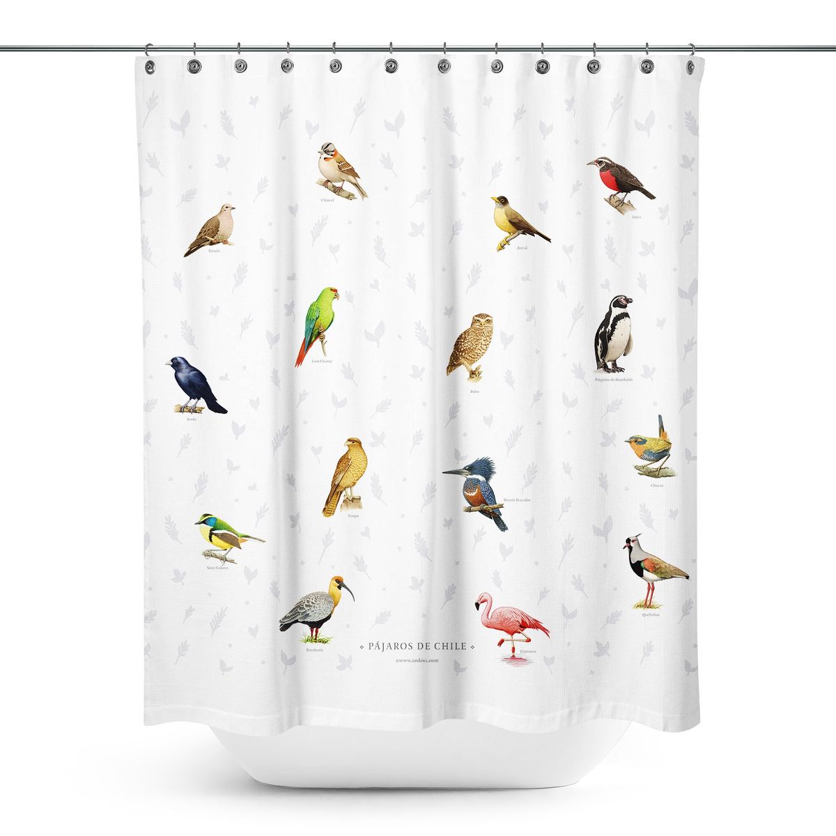 ANDES1 - Cortina De Baño 15 Pájaros de Chile