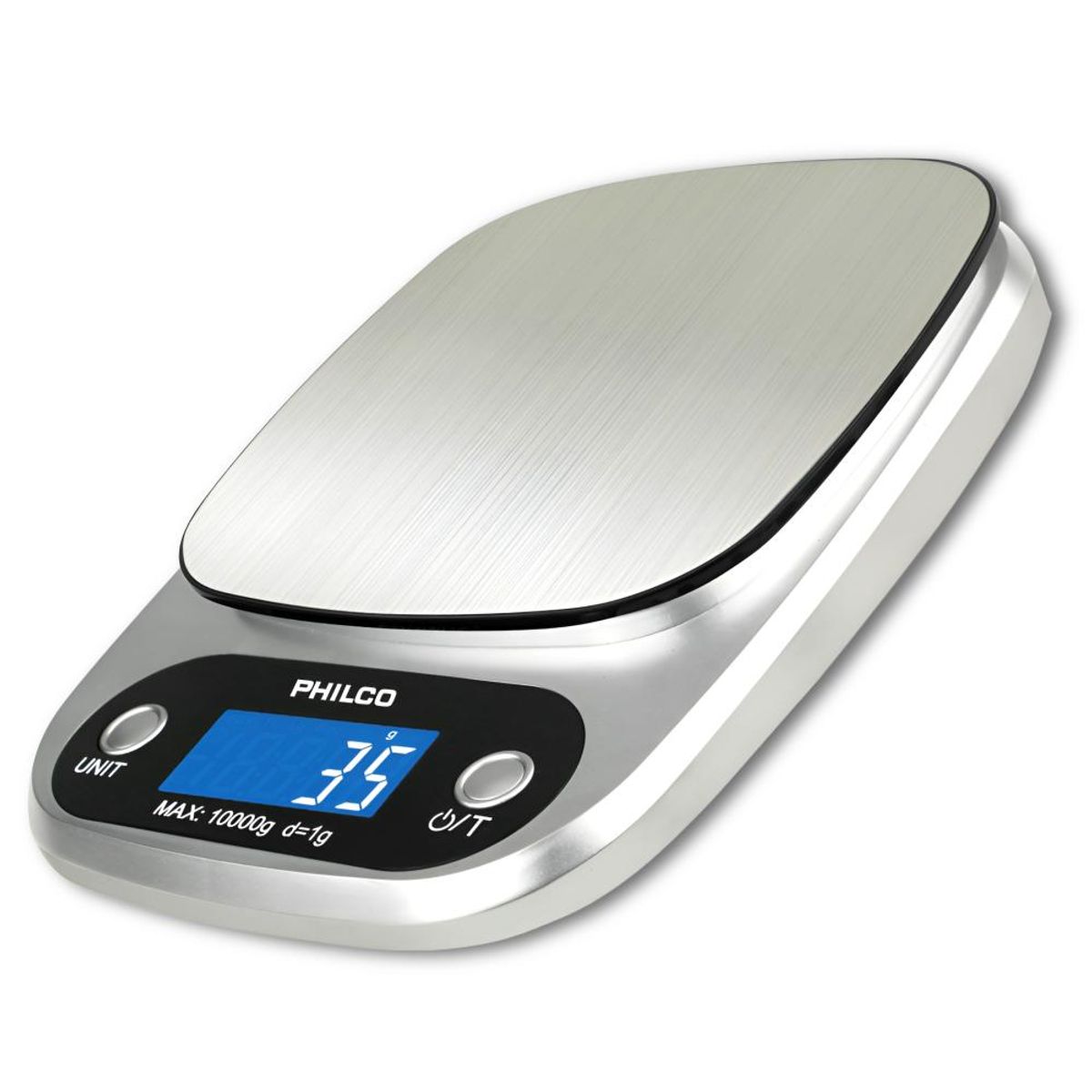PHILCO - Pesa Balanza Digital Alta Precisión con Pantalla LED 10K Max - Gris Claro