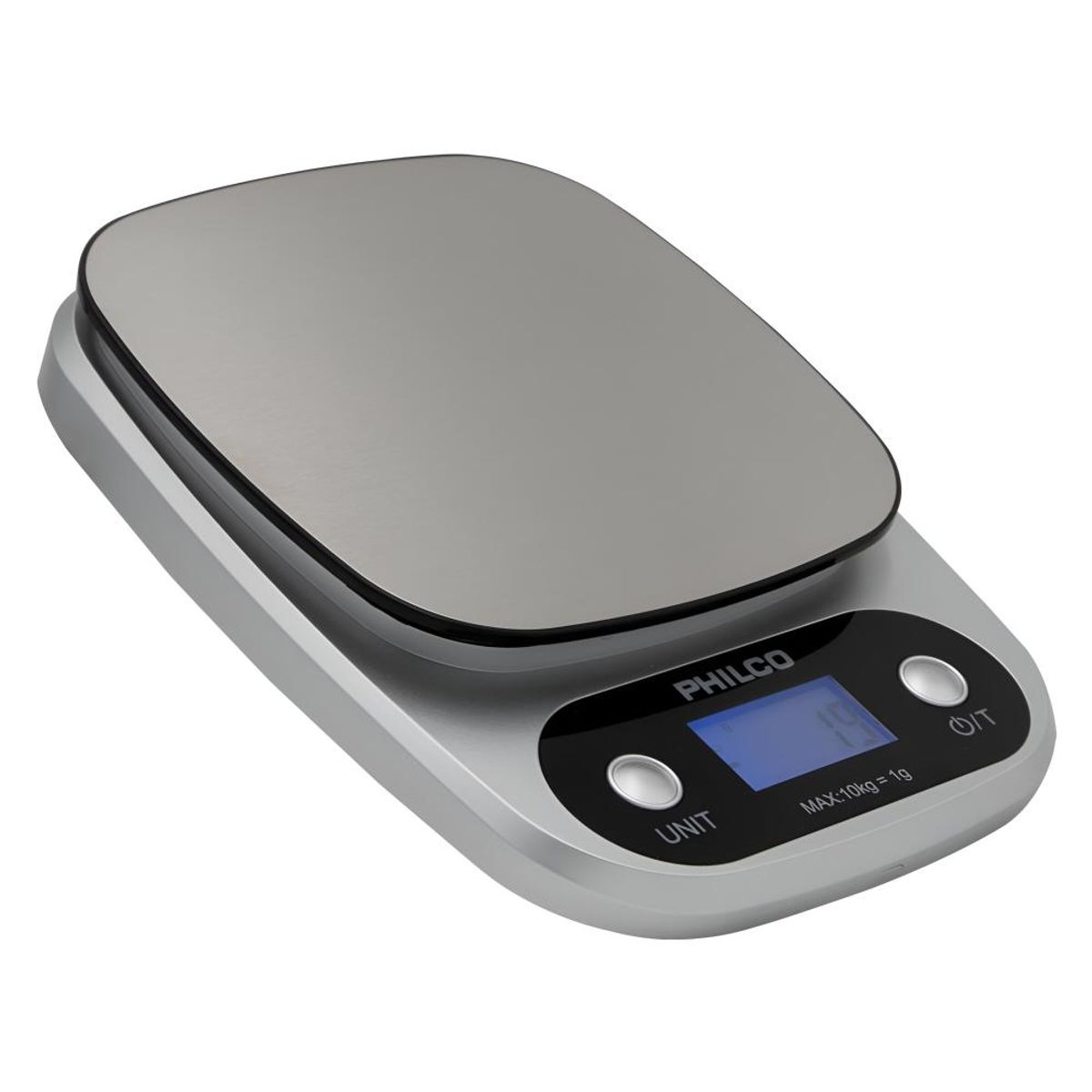 PHILCO - Pesa Balanza Digital Alta Precisión con Pantalla LED 10K Max - Gris Claro