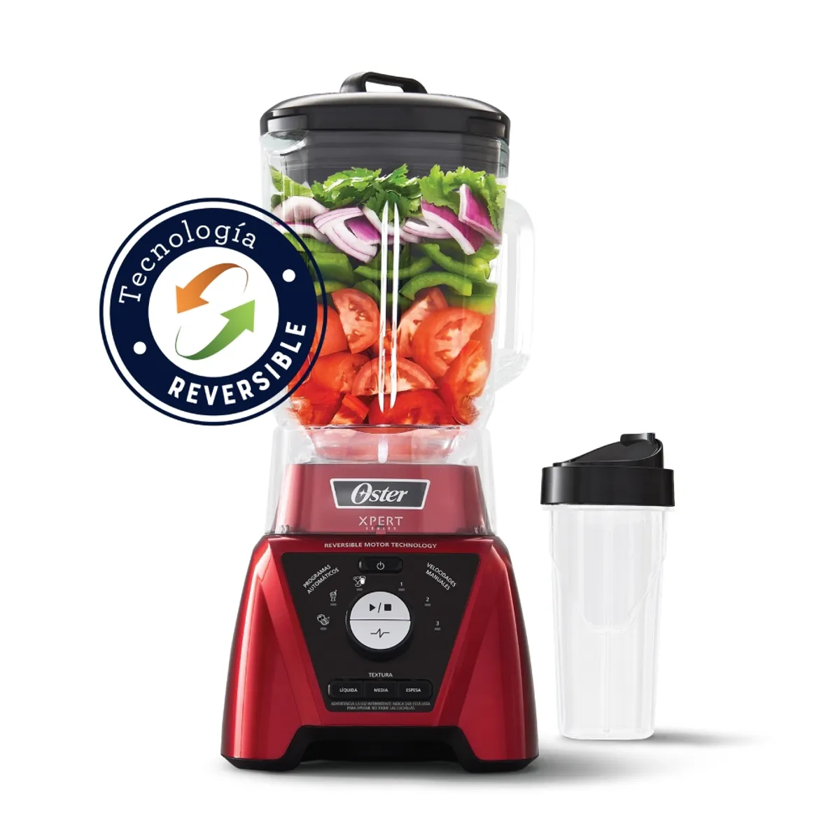 OSTER - Licuadora Xpert Series™ roja control de textura y Blend N Go BLST3BRPG