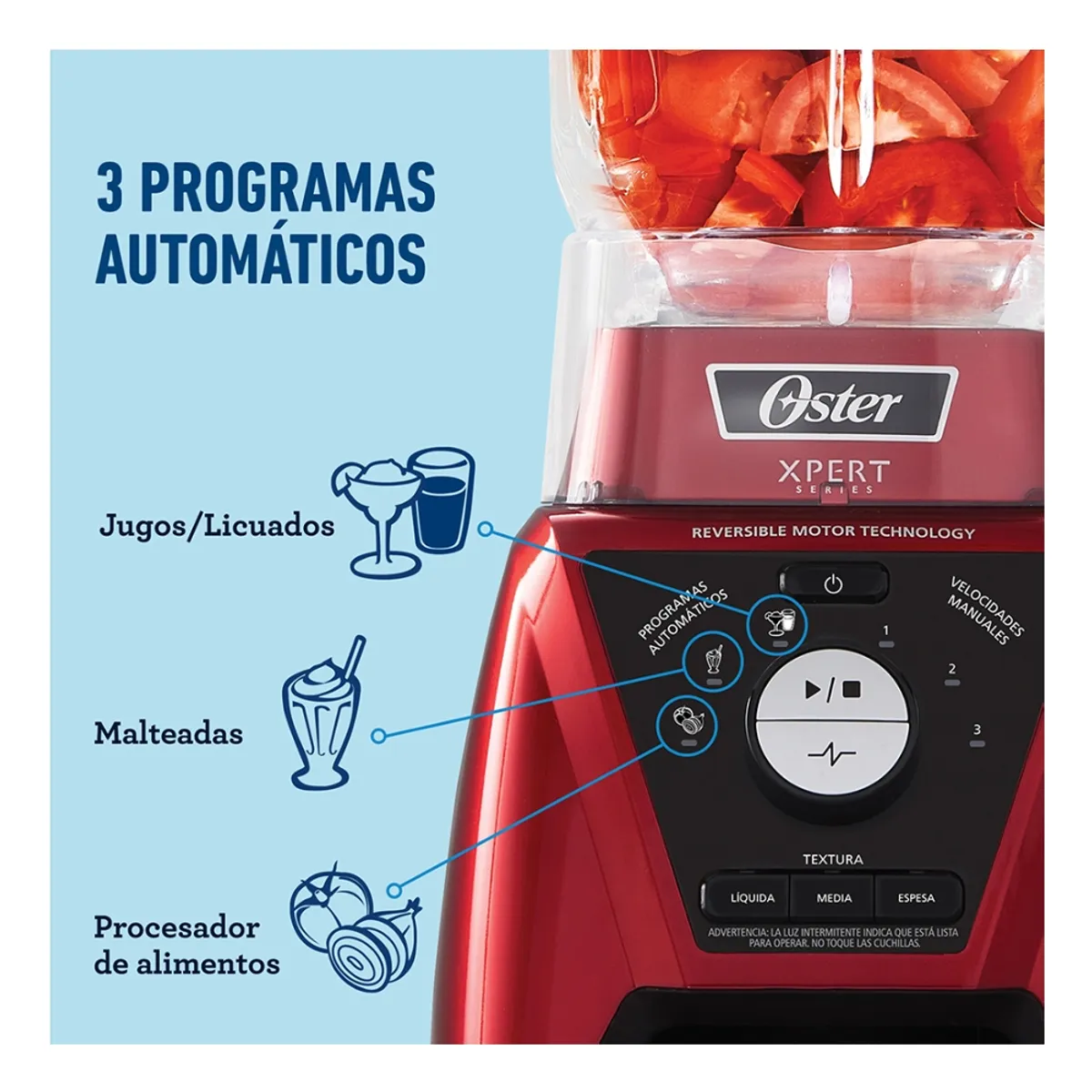 OSTER - Licuadora Xpert Series™ roja control de textura y Blend N Go BLST3BRPG