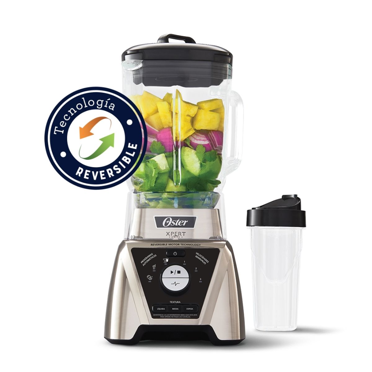 OSTER - Licuadora Xpert Series™ niquel control textura y Blend N Go BLST3BCPG