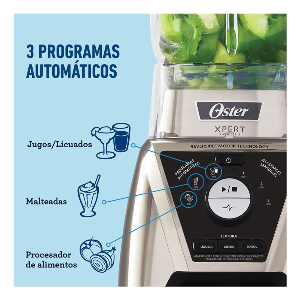 OSTER - Licuadora Xpert Series™ niquel control textura y Blend N Go BLST3BCPG