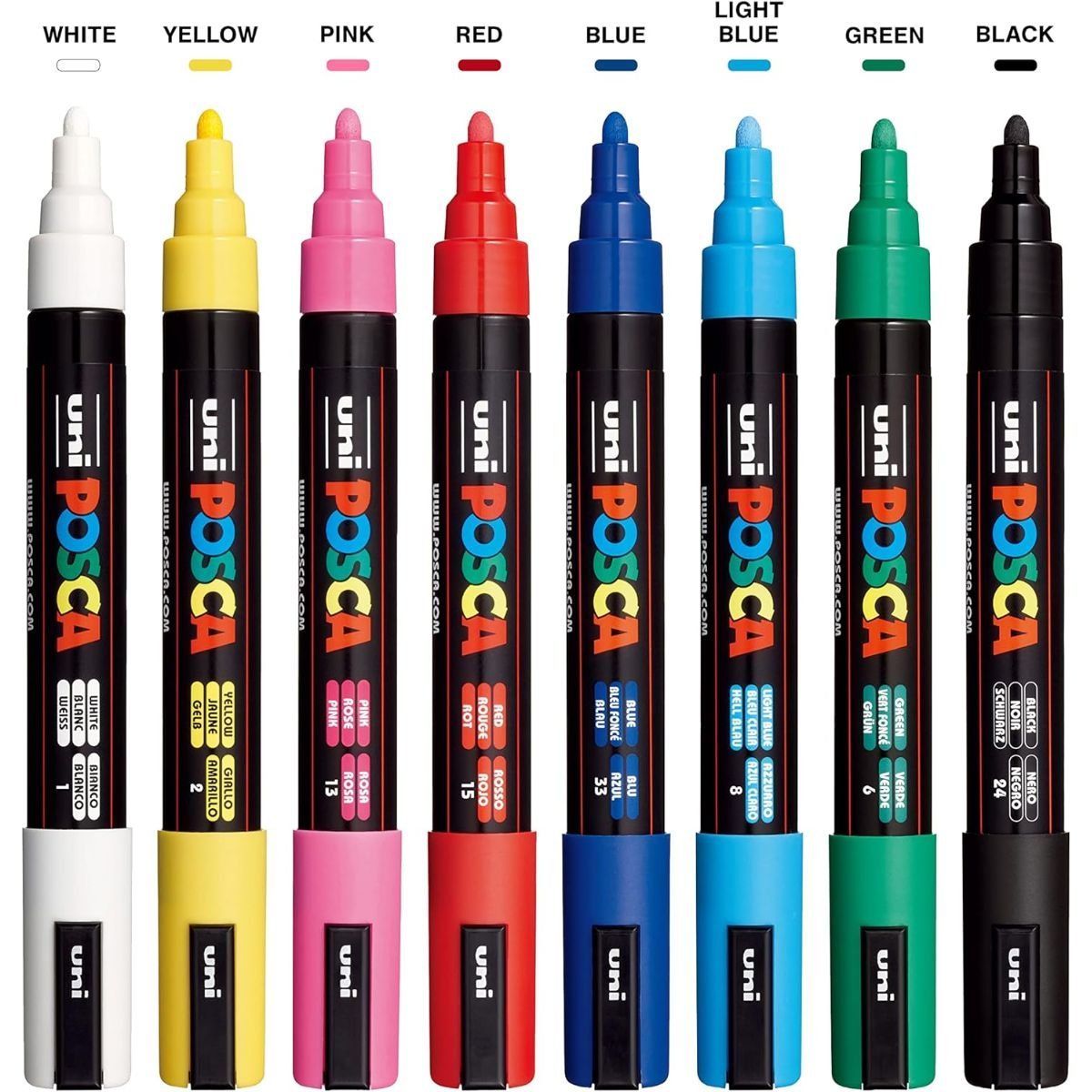 UNI POSCA - Marcadores Posca 5M Set 8 Colores Basicos
