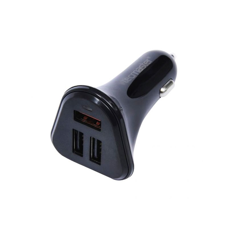 TECMASTER - Cargador Usb para Auto Tecmaster de 3A con Carga Rapida 200508 - Negro