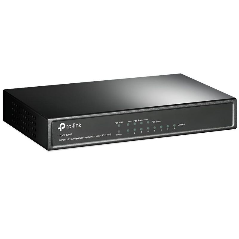 TP LINK - Switch TP-Link TL-SF1008P 4 Puertos POE + 4 Puertos Estándar - Negro