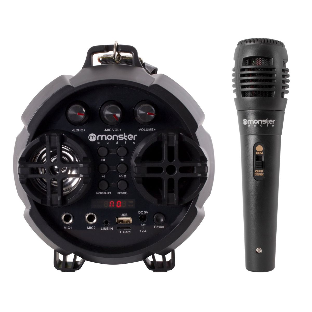 MONSTER - Bazuca Karaoke Monster con Micrófono 518BK Retro-iluminado