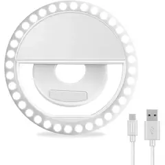 OEM - Aro Anillo de Luz Recargable Para Smartphone de Alto Brillo - Blanco