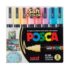 UNI POSCA - Marcadores Posca 5M Set 8 Colores Pastel