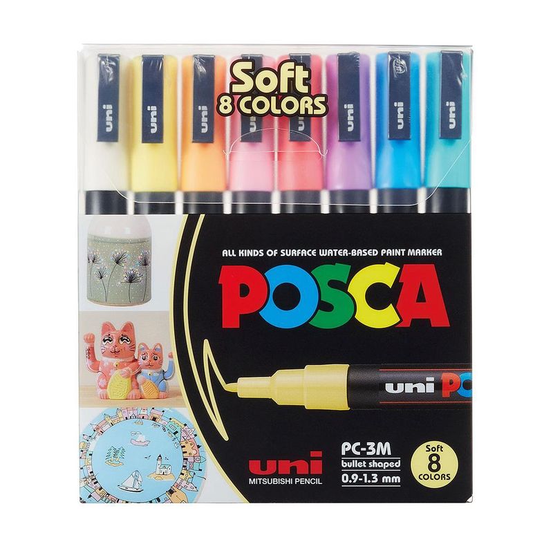 UNI POSCA - Marcadores Posca 3M Set 8 Colores Pastel