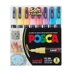 UNI POSCA - Marcadores Posca 3M Set 8 Colores Pastel