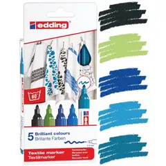 EDDING - Marcadores Textil Set 5 Tonos Frios