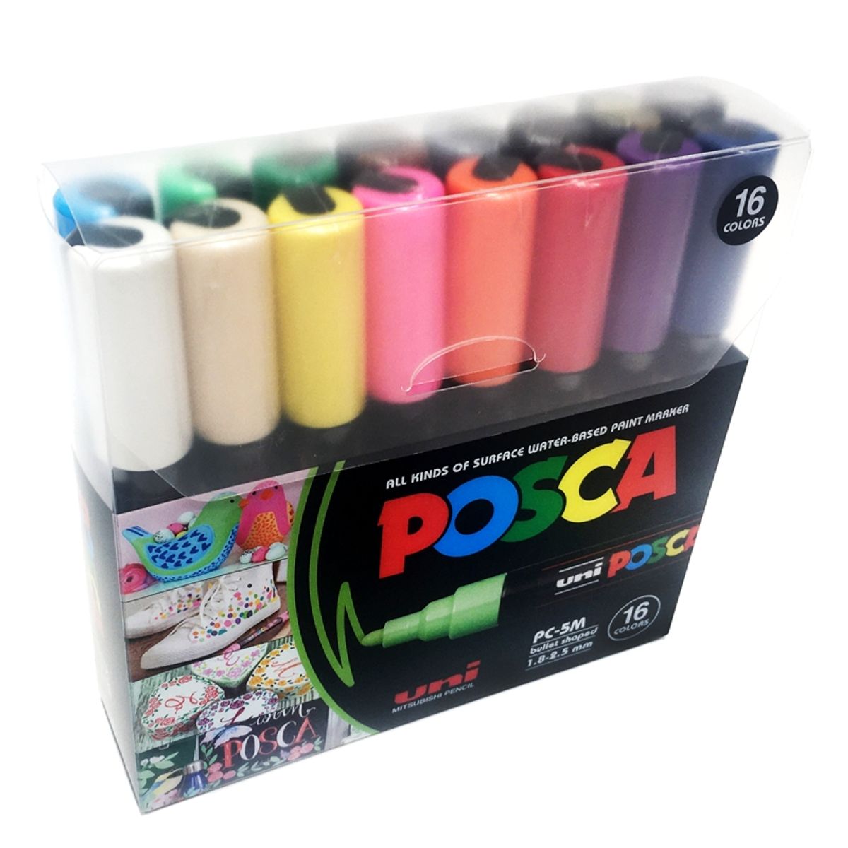 UNI POSCA - Marcadores Posca 5M Set 16 Colores Basicos
