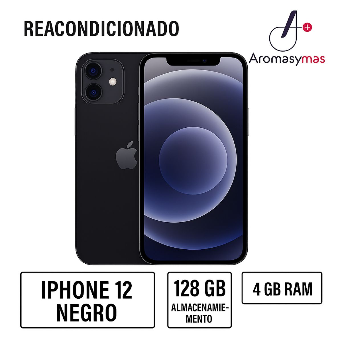 APPLE - Iphone 12 - 128 Gb - Negro - Apple - Reacondicionado