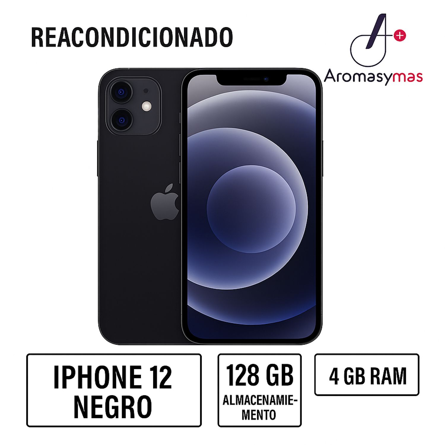 iPhone12 アイホン12 本体　ブラック　128GB APPLE Iphone 12 - 128 Gb - Negro - Apple - Reacondicionado
