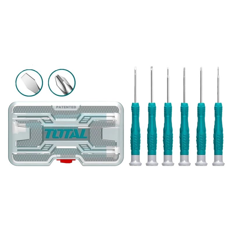 TOTAL TOOLS - Kit Juego De Destornilladores De Precision 6 Piezas