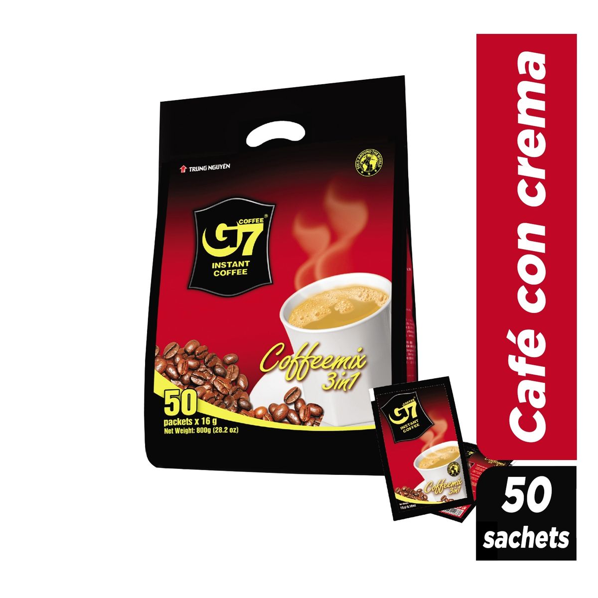 G7 COFFEE - Café Con Crema Sin Lactosa 50 Sobres G7 Coffee Trung Nguyen