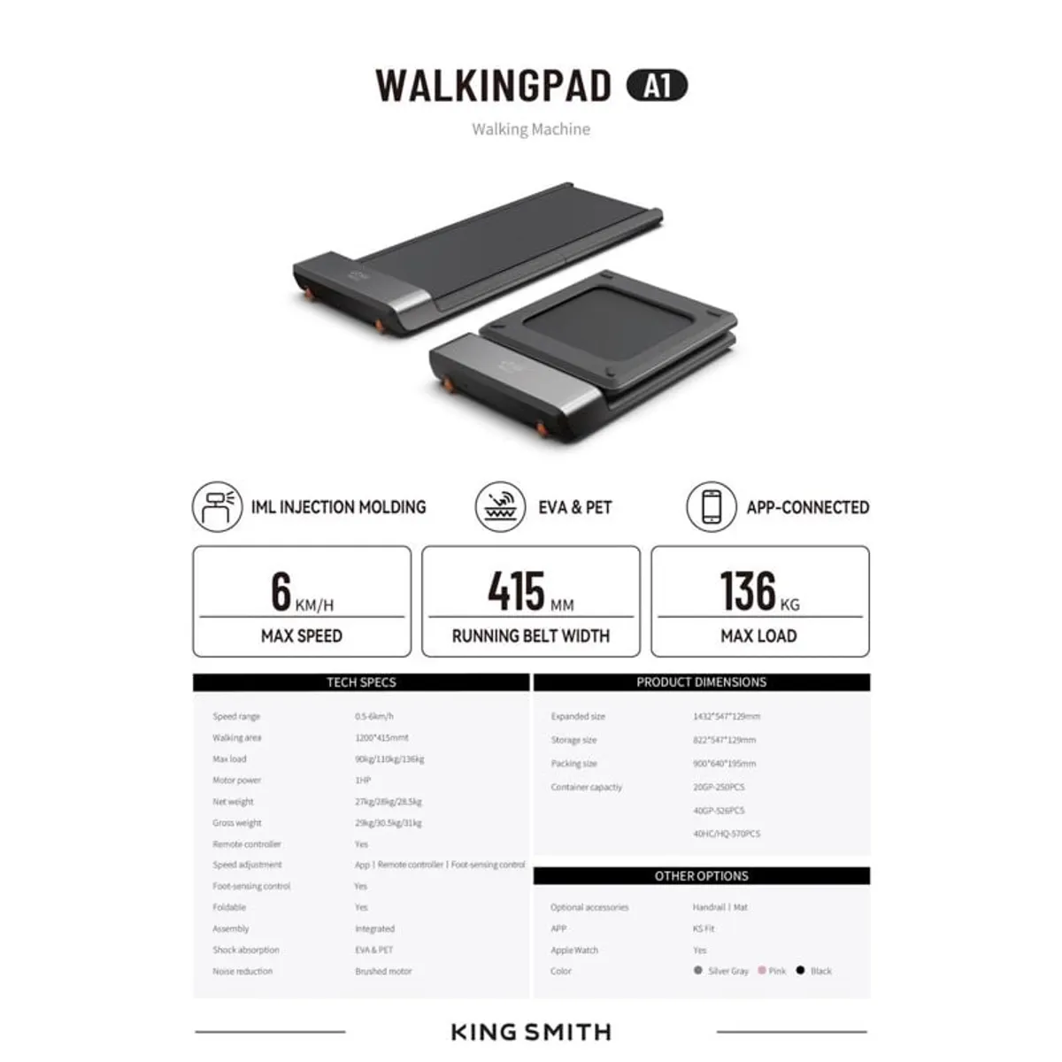 XIAOMI - KingSmith Caminadora Walkingpad A1 Pro