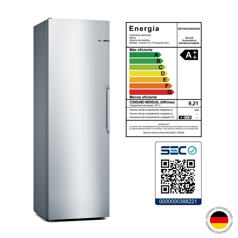 BOSCH - Refrigerador KSV36VLEP