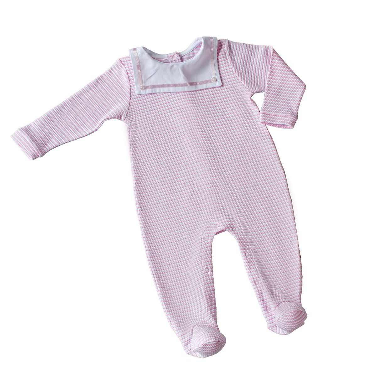 BB MIO - ENTERITO BELEN MANGA LARGA COLOR ROSADO CON BRODERI EN CUELLO
